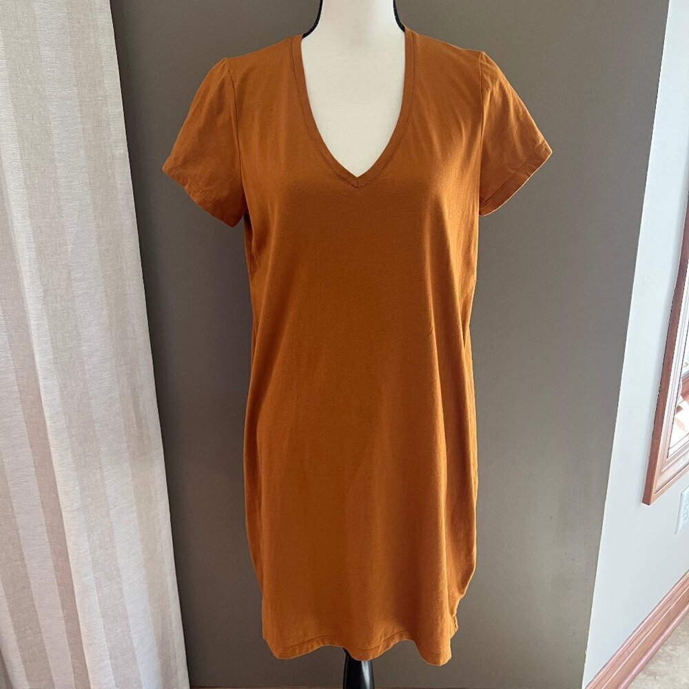Madewell Women's Northside Vintage V-neck Tee Camel Color Dress, Size Large